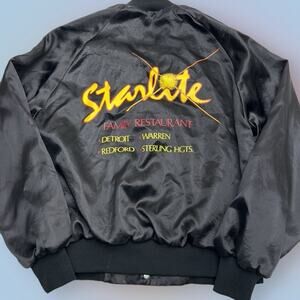 Black VINTAGE Jacket STARLITE FAMILY RESTAURANT MICHIGAN Men’s Large